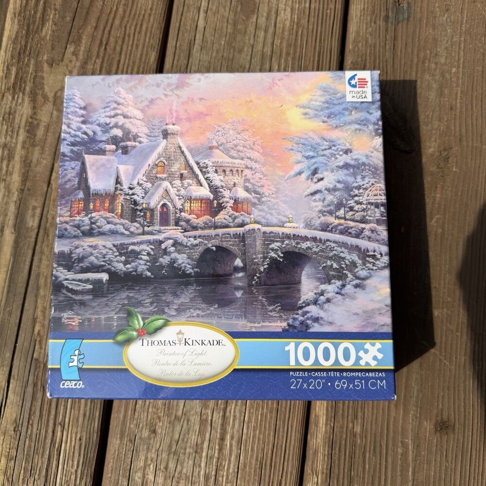 Thomas Kinkade Winter at Lamplight Manor 1000 Piece Ceaco Jigsaw Puzzle Sealed